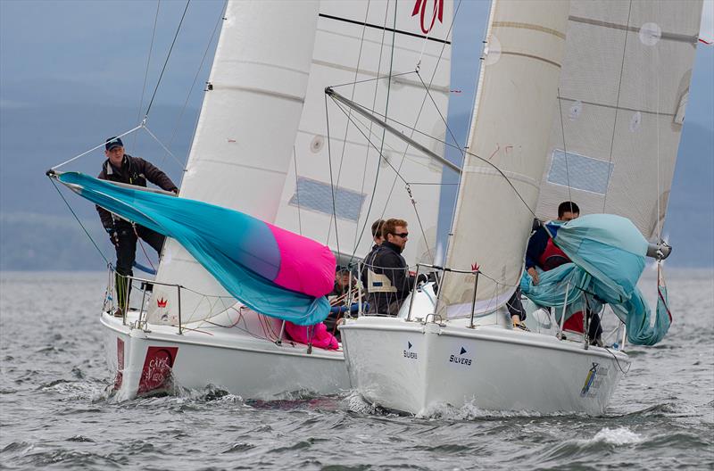 Autism On The Water and Code Z prepping spinnakers during the 2018 Mudhook Regatta photo copyright Neill Ross taken at Mudhook Yacht Club and featuring the 707 class