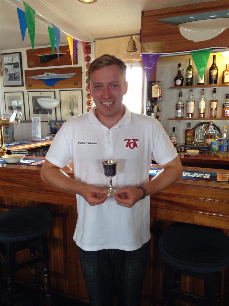 A very big man or a very small trophy? photo copyright Greg Southall taken at Royal Forth Yacht Club and featuring the 707 class