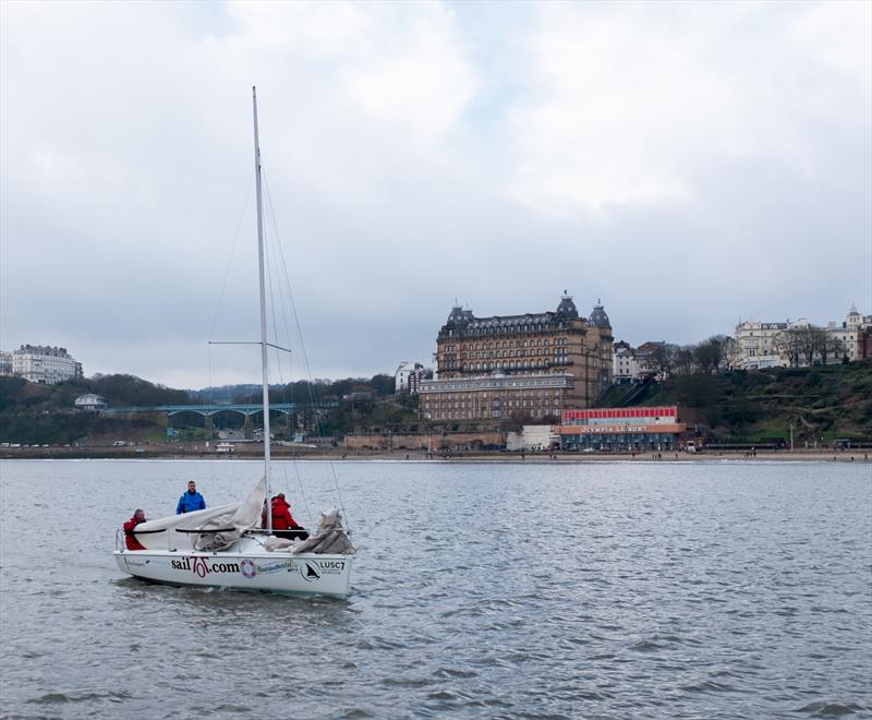 Recently acquired SYC Training Yacht Miss Moneypenny heading out for the Scarborough YC New Year's Race 2020 photo copyright Chris Clark taken at Scarborough Yacht Club and featuring the 707 class
