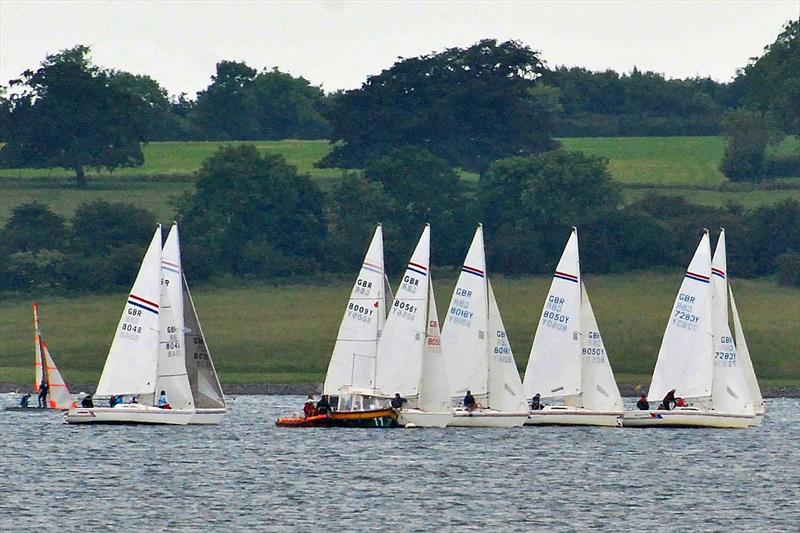 Hunter Formula One nationals startline photo copyright Linda Jones taken at Rutland Sailing Club and featuring the Hunter Formula One class