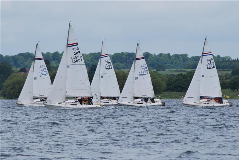 Action from the National Championships 2012 photo copyright Linda Jones taken at Rutland Sailing Club and featuring the Hunter Formula One class