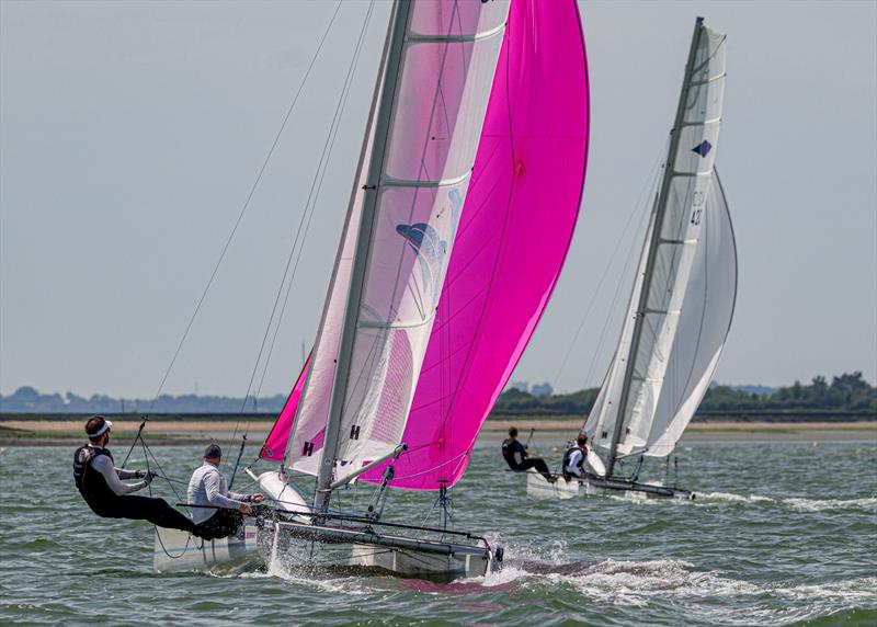 Richard Hanmore & Mathew Kimbar following Alex Farrall & Alex Warrington during the Hurricane 5.9 TT at Stone photo copyright David Maynard / www.alleycatphotographer.com taken at Stone Sailing Club and featuring the Hurricane 5.9 SX class