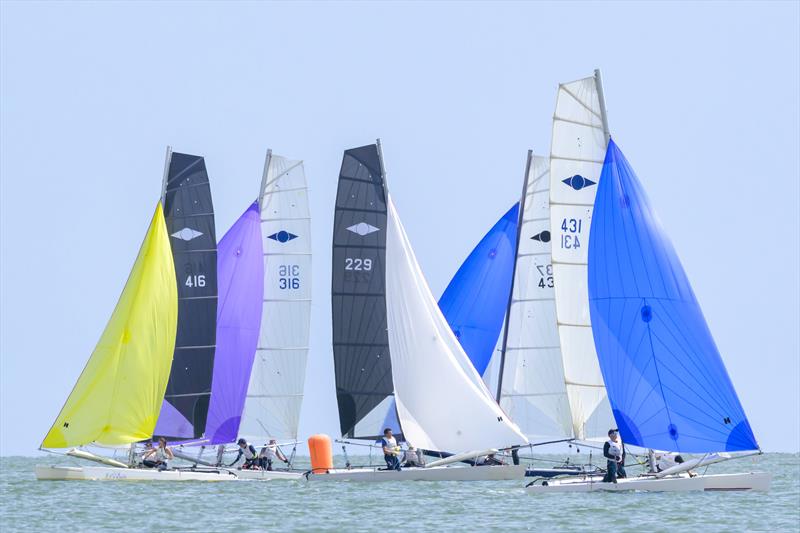Racing on Sunday in the Wetsuit Outlet Hurricane 5.9 SX Nationals at Thorpe Bay photo copyright David Maynard / www.alleycatphotographer.com taken at Thorpe Bay Yacht Club and featuring the Hurricane 5.9 SX class