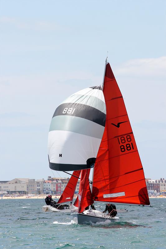 Nigel and Jack Grogan win the Squib nationals at Weymouth photo copyright Mike Rice taken at Weymouth Sailing Club and featuring the  class