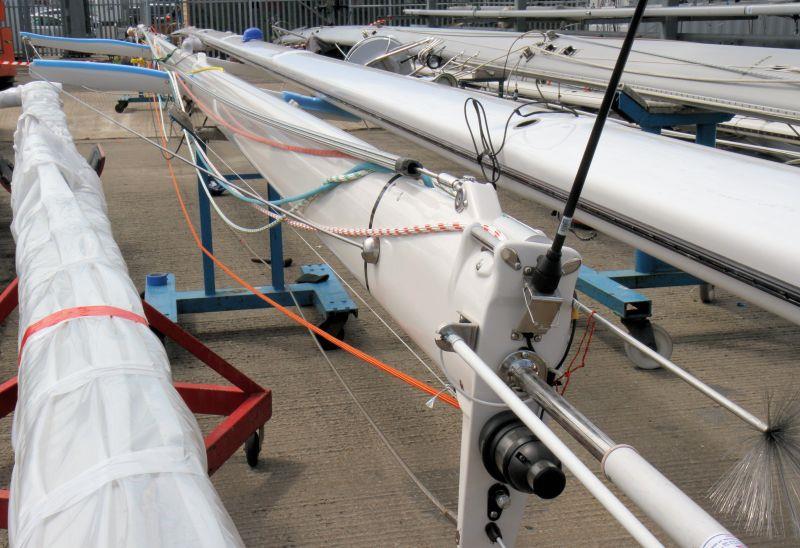 The new carbon mast ready for the Swan 44 at Advanced Rigging and Hydraulics - photo © Mark Jardine