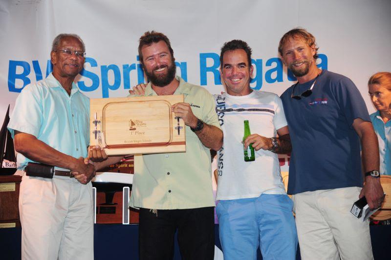 Colin Rathbun and crew on Tortola Express (IC 24) presented Best BVI Boat award photo copyright Todd van Sickle / BVI Spring Regatt taken at Royal BVI Yacht Club and featuring the IC24 class