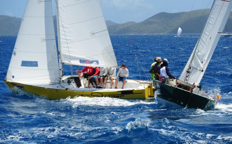 Jens Hookanson's IC 24, Stinger (ISV) and young sailors from the Royal BVI Yacht Club on IC 24, Black Pearl - 45th BVI Spring Regatta photo copyright Todd VanSickle taken at Royal BVI Yacht Club and featuring the IC24 class