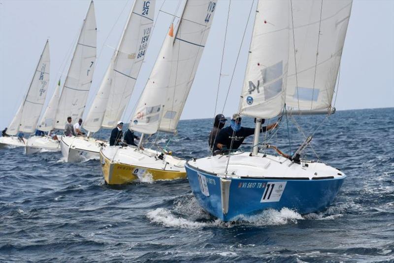 IC24 Class races very competitively even with COVID-safe crew limit and face masks photo copyright Dean Barnes taken at St. Thomas Yacht Club and featuring the IC24 class