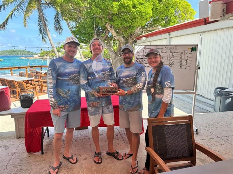 5th Annual Hotel and Tourism Regatta Winning Team Coral World (l-r) Wade Werner, Thomas Gmoser, Andres Avila, and Julia Funkouser photo copyright Bobby Brooks taken at St. Thomas Yacht Club and featuring the IC24 class