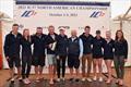© Paul Todd / www.outsideimages.com 2021 IC37 North American Championship winning crew on Das Blau Max (above, L-R): Nick Sertl (helm), Amina Brown, Jake Doyle, Mark Sertl, Cory Sertl, NYYC Commodore Christopher J. Culver, Hugh MacGillivray, Katja Sertl, Marly Isler and Marina Barzaghi. © Paul Todd / www.outsideimages.com