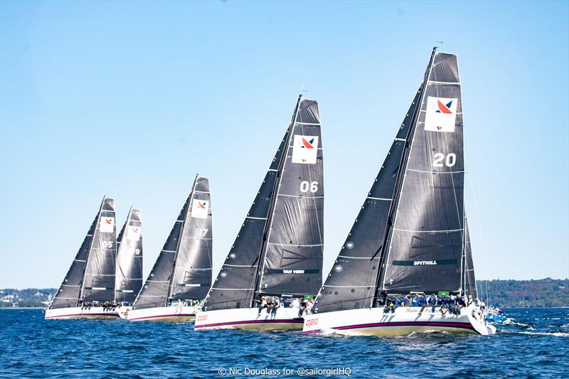 Intense fleet racing in the identical IC37s of the NYYC - photo © Nic Douglass @SailorGirlHQ