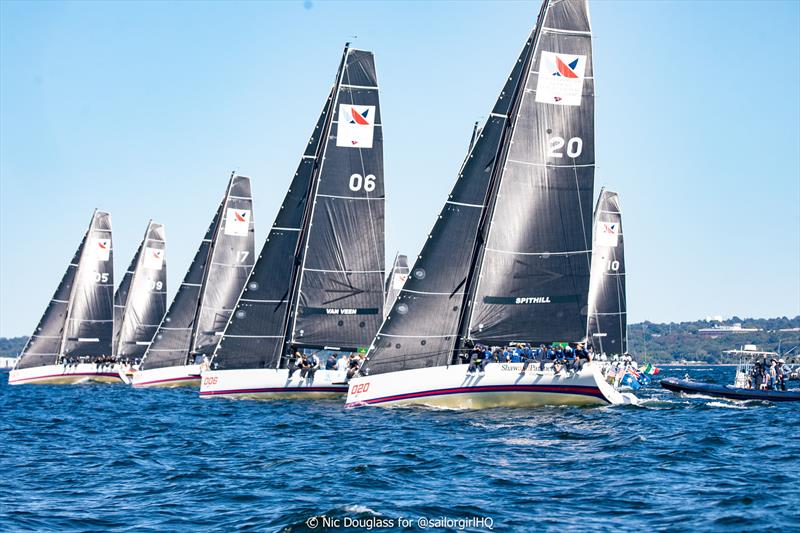 Intense fleet racing in the identical IC37s of the NYYC - photo © Nic Douglass @SailorGirlHQ