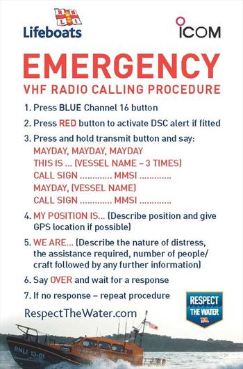 marine vhf radio calling procedure stickers available free from icom radio flyer sticker