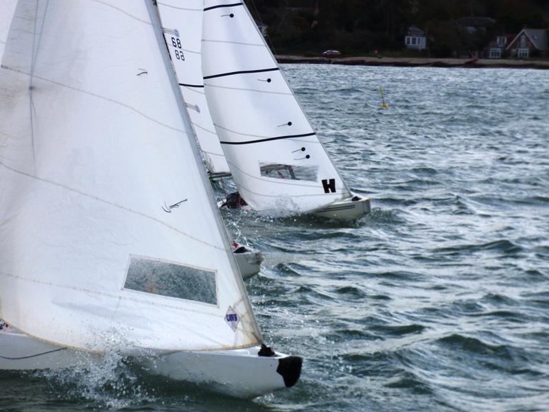A close finish to race 5 of the Bembridge Illusion Trafalgar Trophy 2017 photo copyright Mike Samuelson taken at Bembridge Sailing Club and featuring the Illusion class