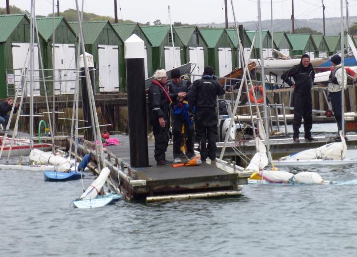 Buoyancy checks during the Illusion season opener at Bembridge photo copyright Mike Samuelson taken at Bembridge Sailing Club and featuring the Illusion class