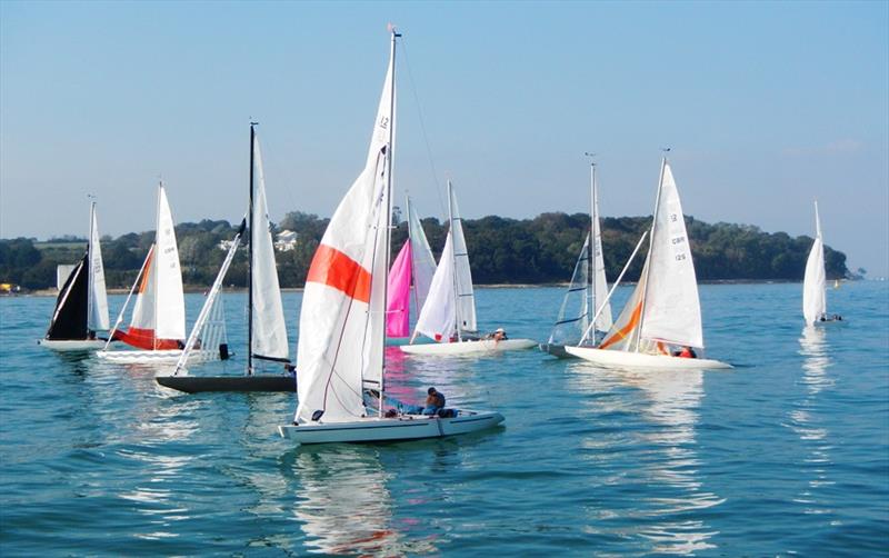 Race 3 start during the Bembridge Illusion Picnic Hamper and Invitational photo copyright Mike Samuelson taken at Bembridge Sailing Club and featuring the Illusion class