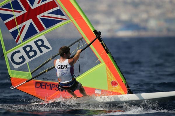 Nick Dempsey wins bronze in the men's windsurfing class at the Athens 2004 Olympic regatta photo copyright Richard Langdon taken at  and featuring the IMCO class