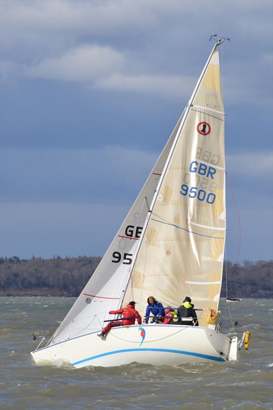 Polly during the Universal Safety Nab Tower Race photo copyright JOG taken at Junior Offshore Group and featuring the Impala 28 class