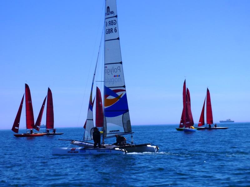 A Nacra F20 amongst the Bembridge Redwings racing on the first Sunday of June photo copyright Mike Samuelson taken at Bembridge Sailing Club and featuring the Formula 20 class