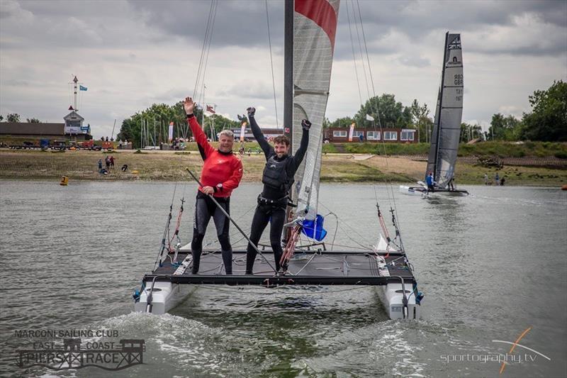 Line honours at the East Coast Piers Race 2019 photo copyright Alex Irwin / www.sportography.tv taken at Marconi Sailing Club and featuring the Formula 20 class