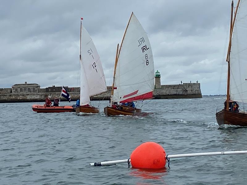 Irish 12 Foot Dinghy Class Championship: Sgadan to windward of Cora as they count down the seconds to the start - photo © Gerry Murray