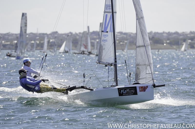 Day 4 of the International 14 Worlds in Geelong photo copyright Christophe Favreau / www.christophefavreau.com taken at Royal Geelong Yacht Club and featuring the International 14 class