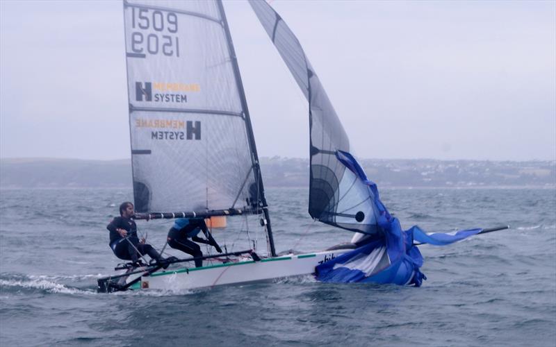 The final day of racing at PoW Week photo copyright Hugh Maclean taken at South Caernarvonshire Yacht Club and featuring the International 14 class