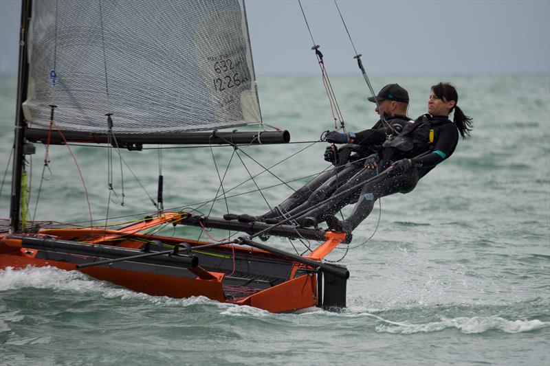 Katie Nurton & Nigel Ash at International 14 Prince of Wales Cup Week photo copyright Mary Pudney taken at Hayling Island Sailing Club and featuring the International 14 class