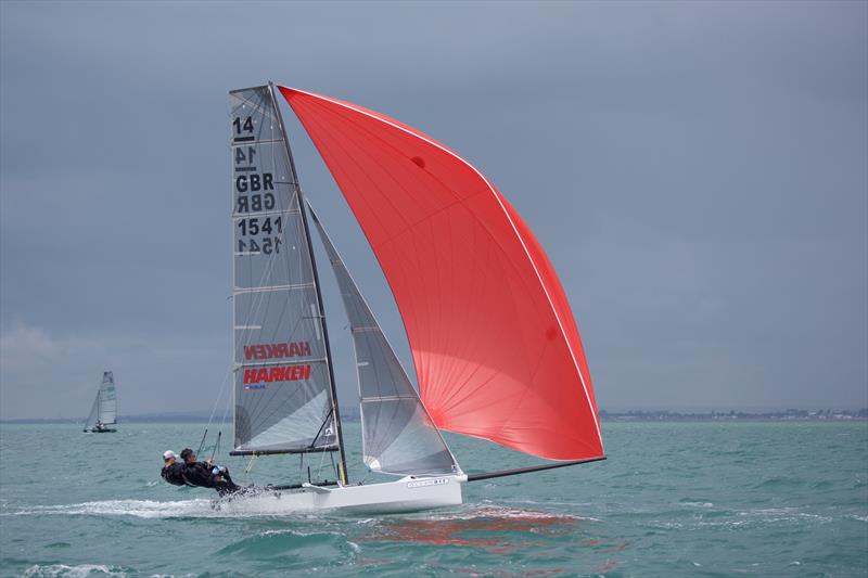 Roger Gilbert & Ben McGrane at International 14 Prince of Wales Cup Week photo copyright Mary Pudney taken at Hayling Island Sailing Club and featuring the International 14 class