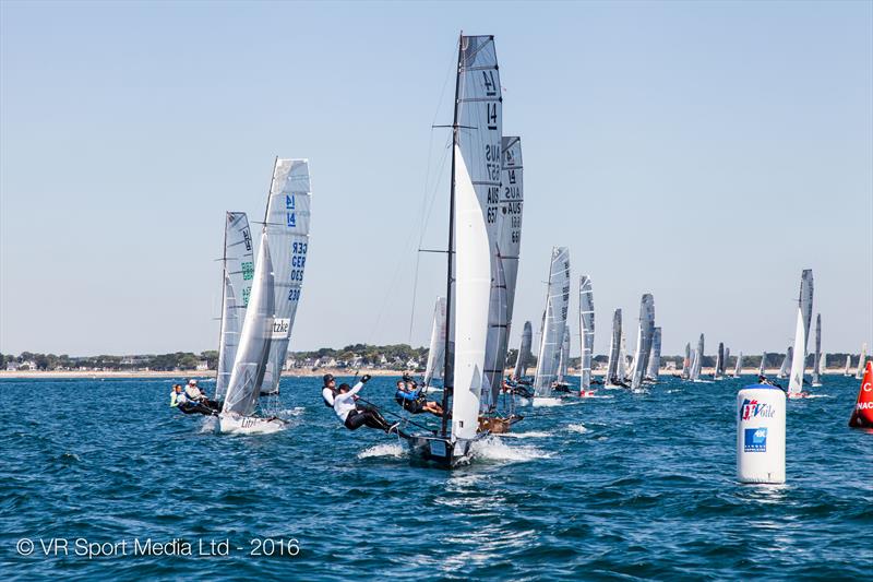 VRsport.tv International 14 Worlds at Carnac day 5 photo copyright VR Sport Media taken at Yacht Club de Carnac and featuring the International 14 class