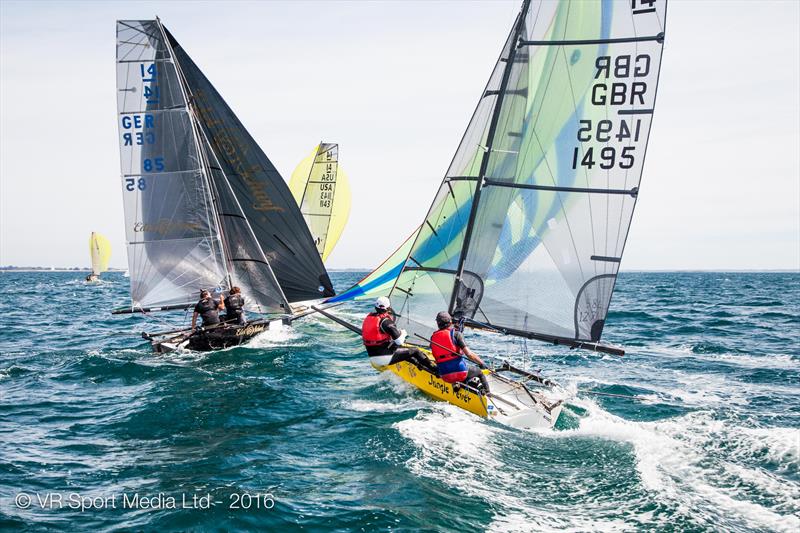 VRsport.tv International 14 Worlds at Carnac day 7 photo copyright VR Sport Media taken at Yacht Club de Carnac and featuring the International 14 class