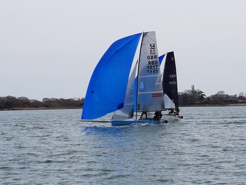 International 14 Easter Tray at Itchenor photo copyright ISC taken at Itchenor Sailing Club and featuring the International 14 class