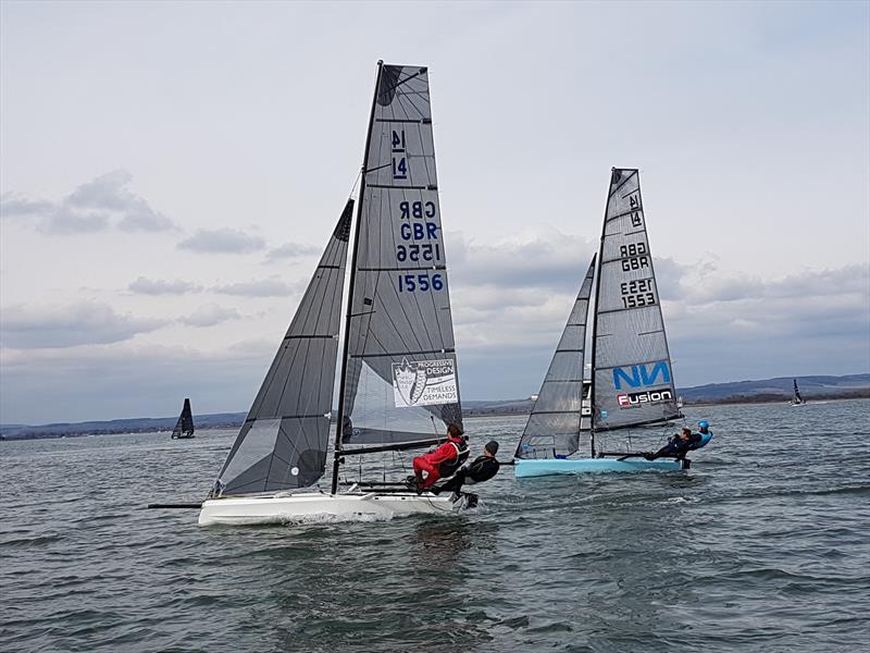 International 14 Easter Tray at Itchenor photo copyright ISC taken at Itchenor Sailing Club and featuring the International 14 class