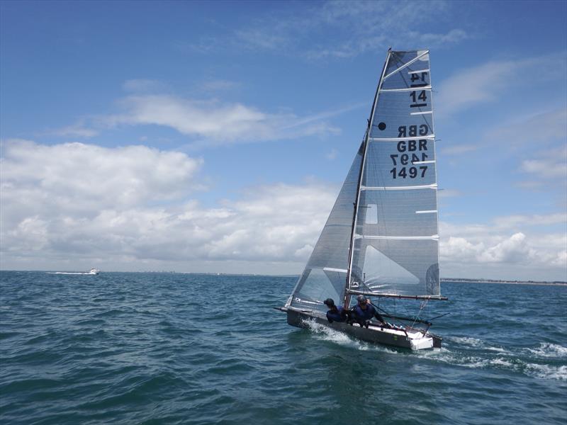 I14 fleet newcomers Jock and Emily photo copyright I14GBR taken at Hayling Island Sailing Club and featuring the International 14 class