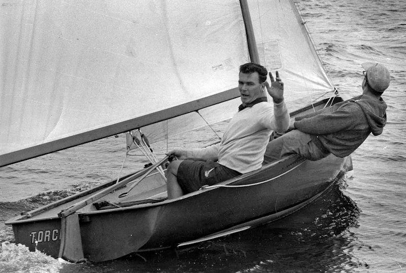 Bruce Kirby sailing the first of his International 14s  photo copyright Kirby Family taken at  and featuring the International 14 class