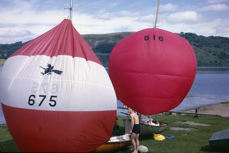 Two International 14s rigging in 1964, including the first winner WitchWay 675 photo copyright Robin Steavenson taken at Ullswater Yacht Club and featuring the International 14 class