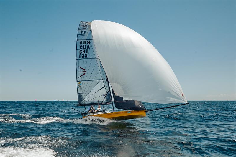 Del Boca Vista finishes 3rd in the International 14 Australian Championship photo copyright Sonny Witton taken at Black Rock Yacht Club, Australia and featuring the International 14 class
