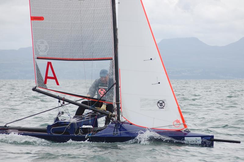 The Asymmetric fleet might have sail area downwind, but seem slower upwind on day 1 of the International Canoe Worlds at Pwllheli photo copyright David Henshall taken at Plas Heli Welsh National Sailing Academy and featuring the International Canoe class