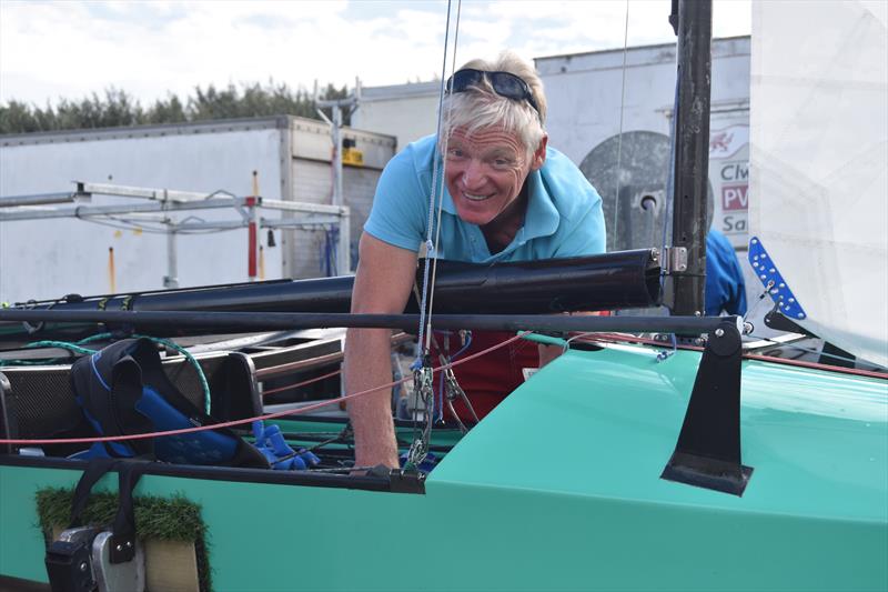 Robin Wood had looked at the forecast and was smiling on day 3 of the International Canoe Worlds at Pwllheli photo copyright David Henshall taken at Plas Heli Welsh National Sailing Academy and featuring the International Canoe class