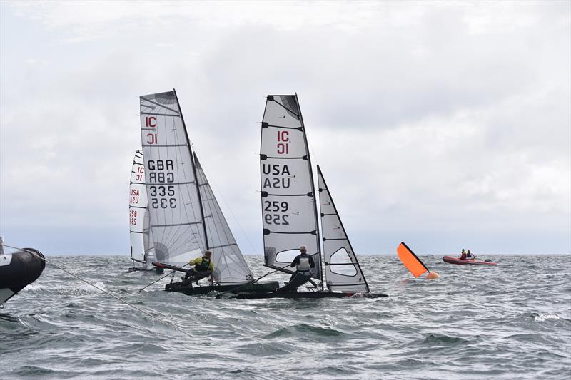 The moment the cup slipped away from the USA? Chris Maas (USA)  tries to squeeze Gareth Caldwell (GBR) but lacked the speed to make it stick - photo © David Henshall