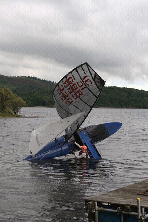 Steve Clarke perfecting the art of the roll tack photo copyright Chris Hampe taken at Loch Lomond Sailing Club and featuring the International Canoe class