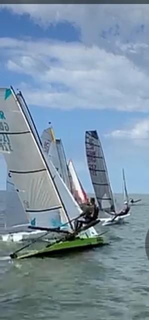 Start of race 2 on Day 5 of the International Canoe 'Not the Worlds' event at West Kirby photo copyright Tony Marston taken at West Kirby Sailing Club and featuring the International Canoe class