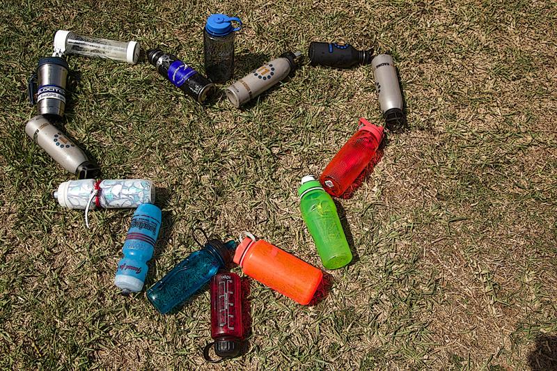 When there's no wind, creativity abounds.  Here, the Mothies arrange their required reusable water bottles into the International Moth Class logo photo copyright Meredith Block / US Moth Class taken at Upper Keys Sailing Club and featuring the International Moth class