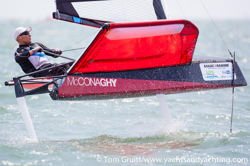 First day of the International Moth World Championships  photo copyright Tom Gruitt / yachtsandyachting.com taken at Hayling Island Sailing Club and featuring the International Moth class