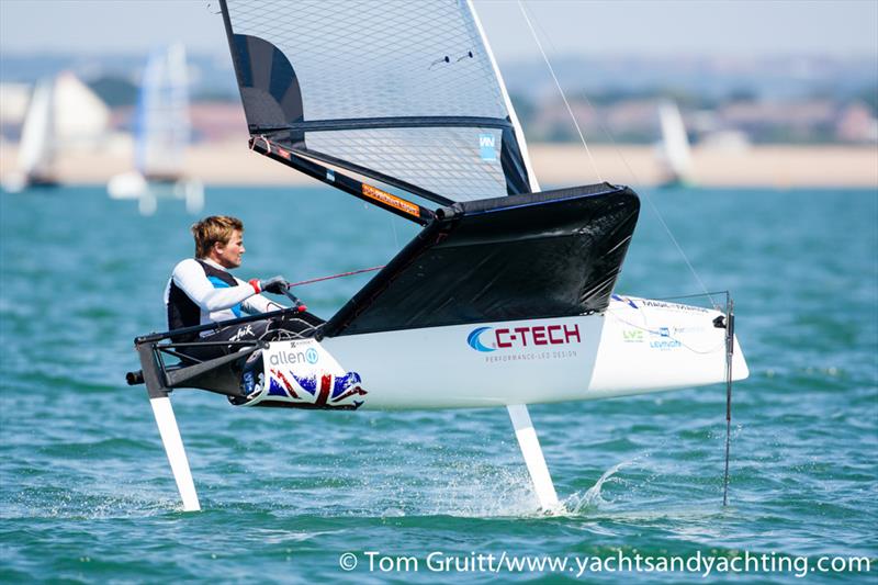 Chris Rashley on day 3 of the International Moth World Championships photo copyright Tom Gruitt / yachtsandyachting.com taken at Hayling Island Sailing Club and featuring the International Moth class