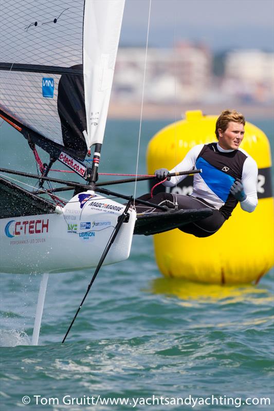 Chris Rashley on day 5 of the International Moth World Championships photo copyright Tom Gruitt / YachtsandYachting.com taken at Hayling Island Sailing Club and featuring the International Moth class