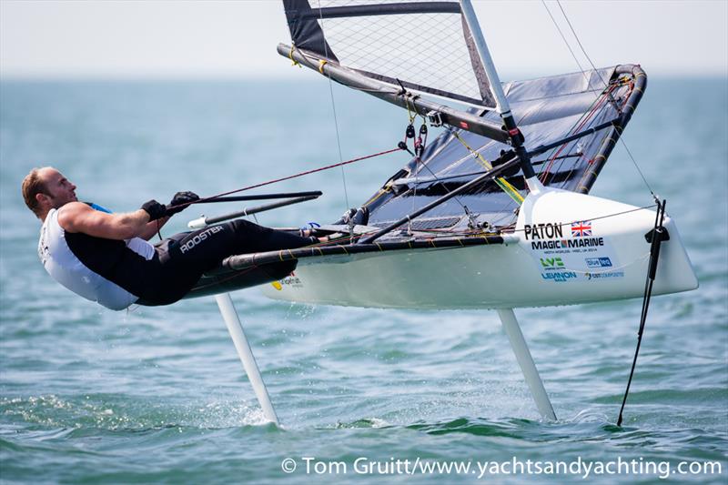 The Patonator on day 6 of the International Moth World Championships photo copyright Tom Gruitt / YachtsandYachting.com taken at Hayling Island Sailing Club and featuring the International Moth class