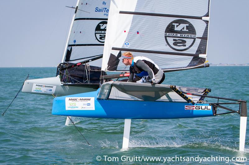 Tom Offer at the International Moth World Championships photo copyright Tom Gruitt / YachtsandYachting.com taken at Hayling Island Sailing Club and featuring the International Moth class