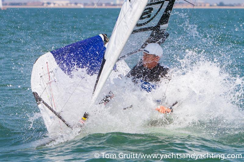 Paul Goodison engages dive mode on day 6 of the International Moth World Championships photo copyright Tom Gruitt / YachtsandYachting.com taken at Hayling Island Sailing Club and featuring the International Moth class