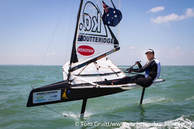 Nathan Outteridge: 2014 International Moth World Champion photo copyright Tom Gruitt / YachtsandYachting.com taken at Hayling Island Sailing Club and featuring the International Moth class